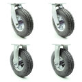 Service Caster 8 Inch Gray Pneumatic Wheel Caster Swivel 2 Rigid, 2PK SCC-100S280-PNB-GRY-2-R280-2